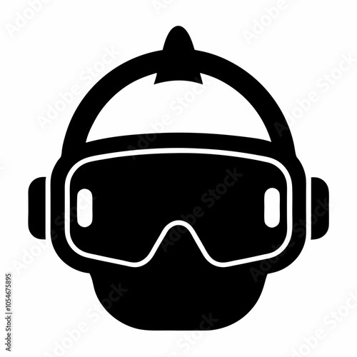 VR headset silhouette vector black on white background