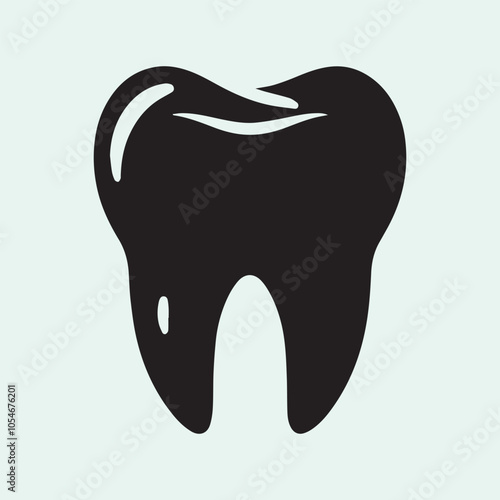 Tooth icon vector, Tooth logo vector, Tooth silhouette vector black and white