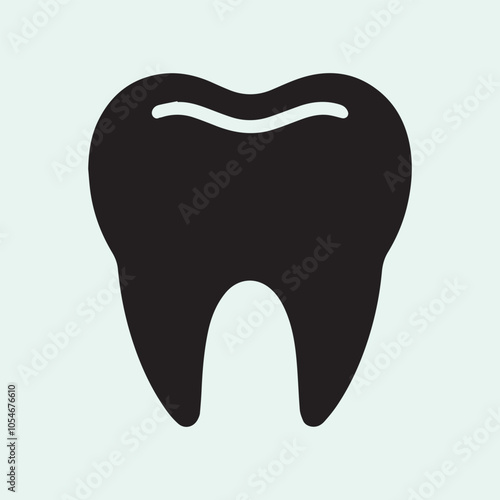 Tooth icon vector, Tooth logo vector, Tooth silhouette vector black and white