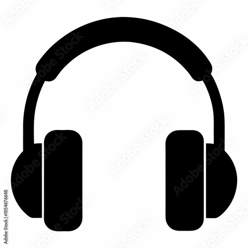 Headphone silhouette vector black on white background