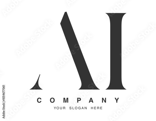 AI logo design. Initial letter a and i serif font style. Creative classic company name typography. Trendy logotype or identity.