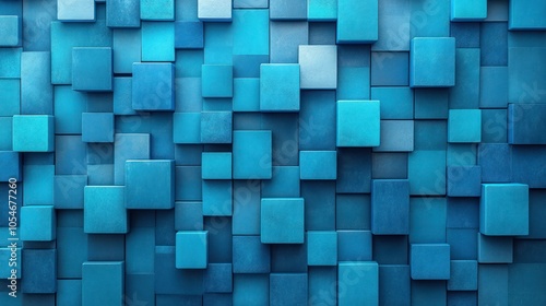 Abstract Blue Square Pattern Wall