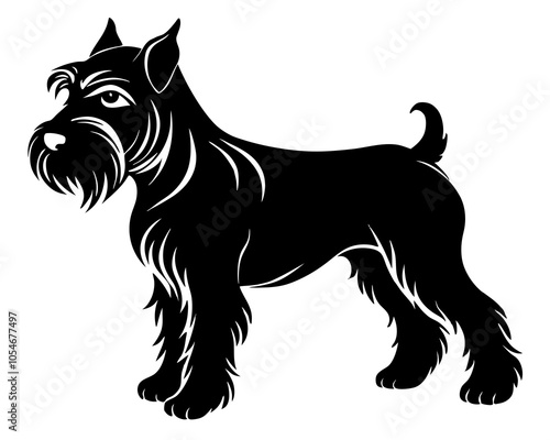 Schnauzer silhouette vector animal black dog on white background