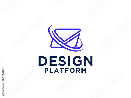 Express Delivery Mail Logo. Blue Gradient Mail Icon with Comet Waves Combination isolated on White Background. Usable for Business and Technology Logos