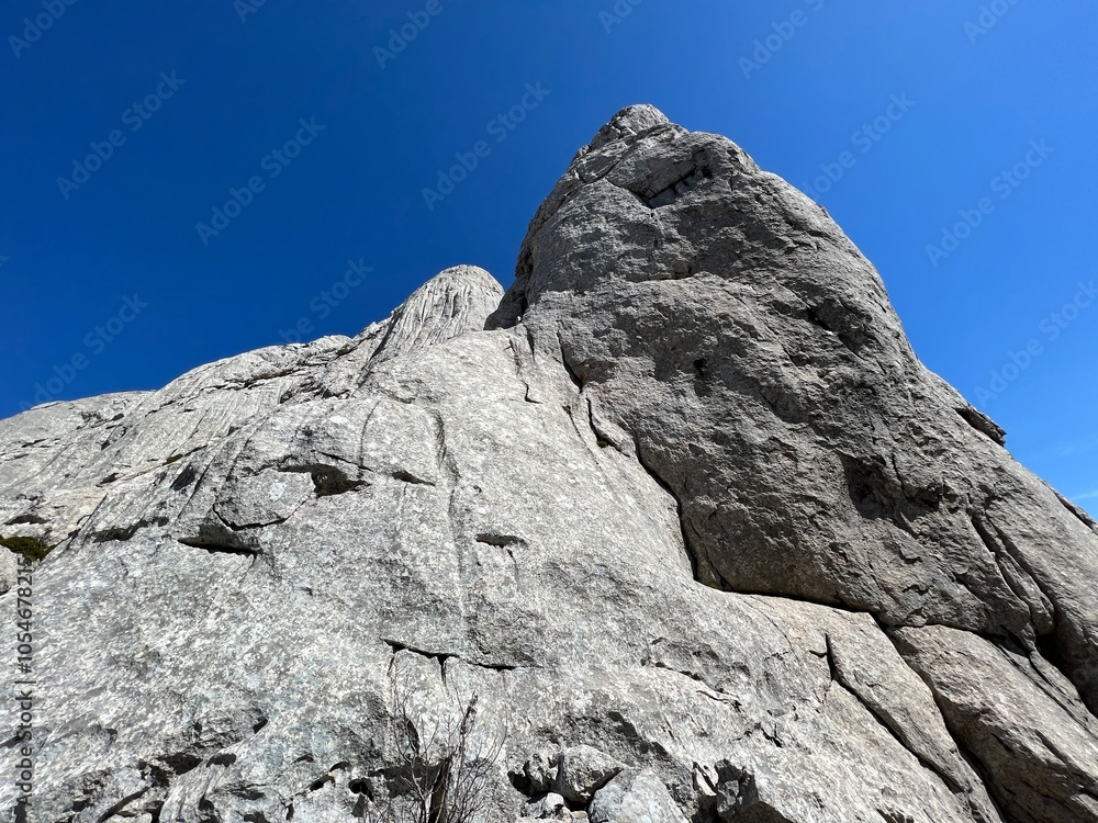 Rocky ridge of Tulove grede or karst mountain peak of Tulovice - Velebit Nature Park, Croatia (Stjenoviti greben Tulove grede ili krški planinski vrh Tulovice - Park prirode Velebit, Hrvatska) Rocky ridge of Tulove grede or karst mountain peak of Tulovice - Velebit Nature Park, Croatia (Stjenoviti greben Tulove grede ili krški planinski vrh Tulovice - Park prirode Velebit, Hrvatska)
