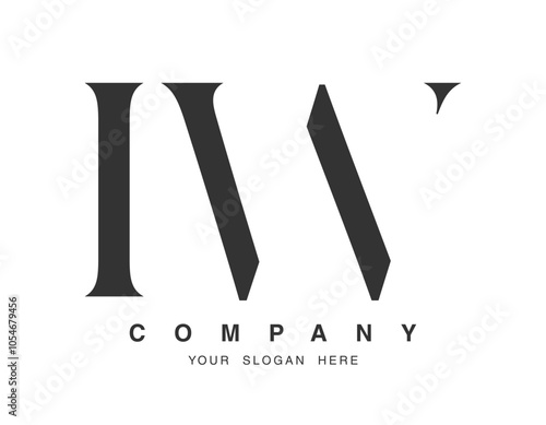 IW logo design. Initial letter i and w serif font style. Creative classic company name typography. Trendy logotype or identity.