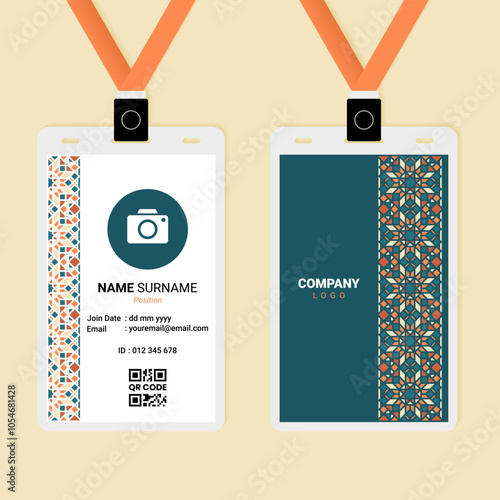 Islamic ID Card Design with Vertical Ornament