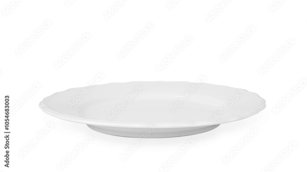 One empty ceramic plate isolated on white One empty ceramic plate isolated on white