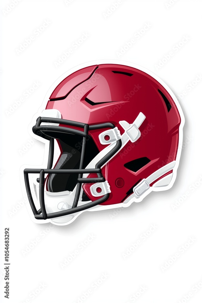 Stylish red football helmet featuring a sleek design, ideal for sports-themed graphics and merchandise. Stylish red football helmet featuring a sleek design, ideal for sports-themed graphics and merchandise.