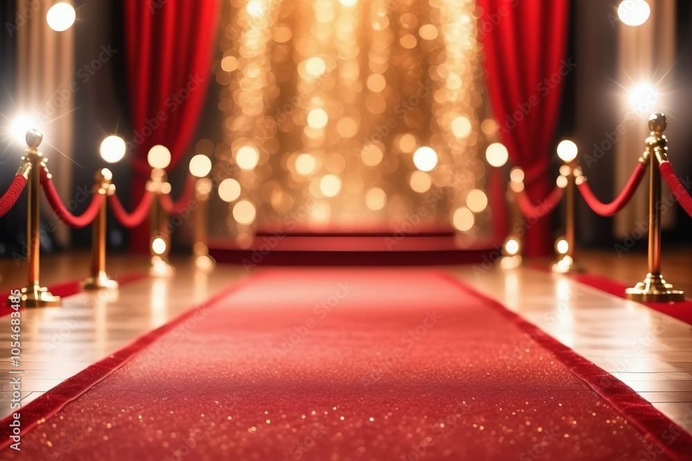 Red carpet at a VIP event with way over curtain background, entrance, and luxury decor, celebrating success and fame at a Hollywood gala Red carpet at a VIP event with way over curtain background, entrance, and luxury decor, celebrating success and fame at a Hollywood gala