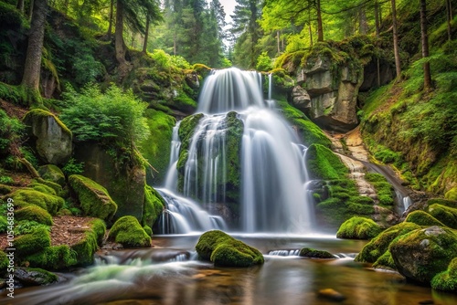 Scenic view of a waterfall in Bayerischer Wald Nationalpark reflecting in water