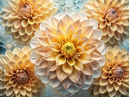 Double Exposure Photography: Pale Gold Dahlias in Ice