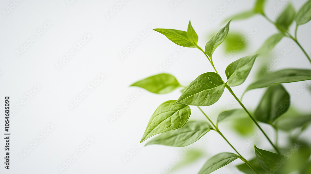 Green leaves with delicate veins growing in bright indoor light during the afternoon Green leaves with delicate veins growing in bright indoor light during the afternoon