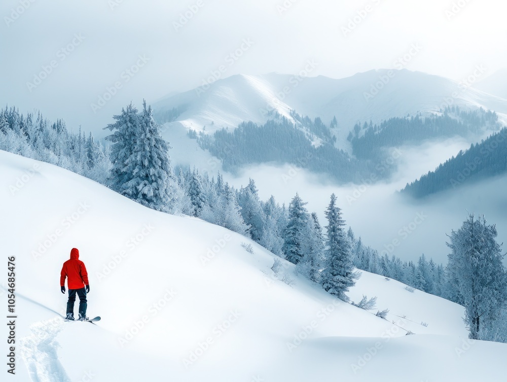 Winter thrill: snowboarder navigating snowy slopes of winter mountains, showcasing skill, adrenaline while enjoying breathtaking scenery and vibrant atmosphere of a snowy adventure. Winter thrill: snowboarder navigating snowy slopes of winter mountains, showcasing skill, adrenaline while enjoying breathtaking scenery and vibrant atmosphere of a snowy adventure.