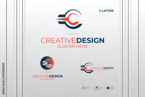 vector C Letter minimalist creative business company Logo Design Free Icon  photo