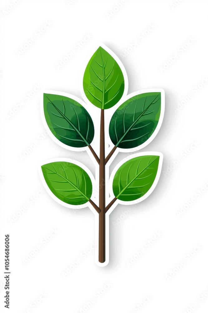 Stylized green leaves on a branch, representing nature and growth. Stylized green leaves on a branch, representing nature and growth.
