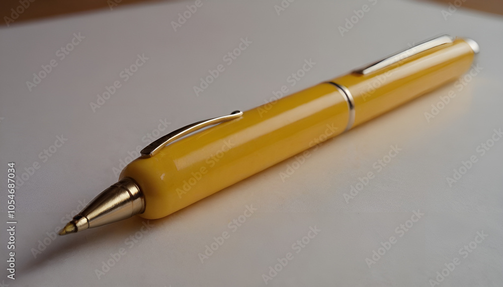 closeup of a yellow pen