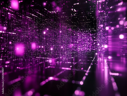 Wallpaper Mural Abstract purple and black digital background with glowing lights and lines. Torontodigital.ca