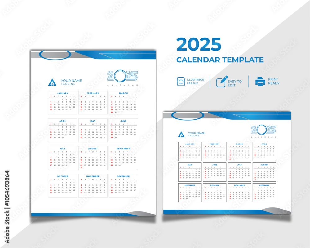 New year Simple business style 2025 calendar template icon design with good look New year Simple business style 2025 calendar template icon design with good look