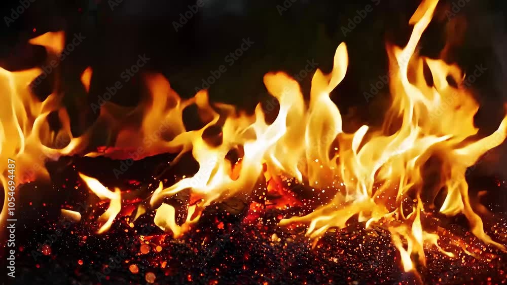 Fiery inferno blazes brightly against the night sky Fiery inferno blazes brightly against the night sky