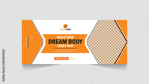 Gym, fitness social media post and web banner template design