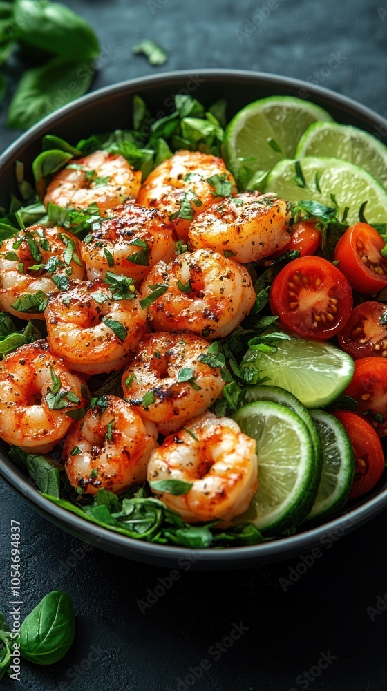 Grilled Shrimp Salad with Lime, Tomatoes, and Basil Grilled Shrimp Salad with Lime, Tomatoes, and Basil