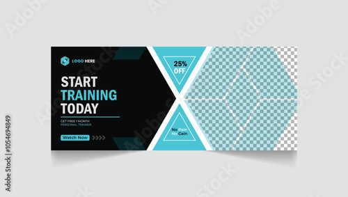 Gym, fitness social media post and web banner template design