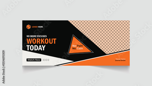 Gym, fitness social media post and web banner template design