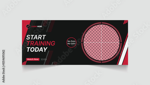 Gym, fitness social media post and web banner template design