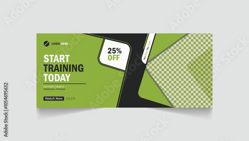 Gym, fitness social media post and web banner template design