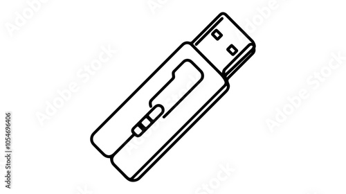 One continuous line illustration of a flash drive, isolated on white background.