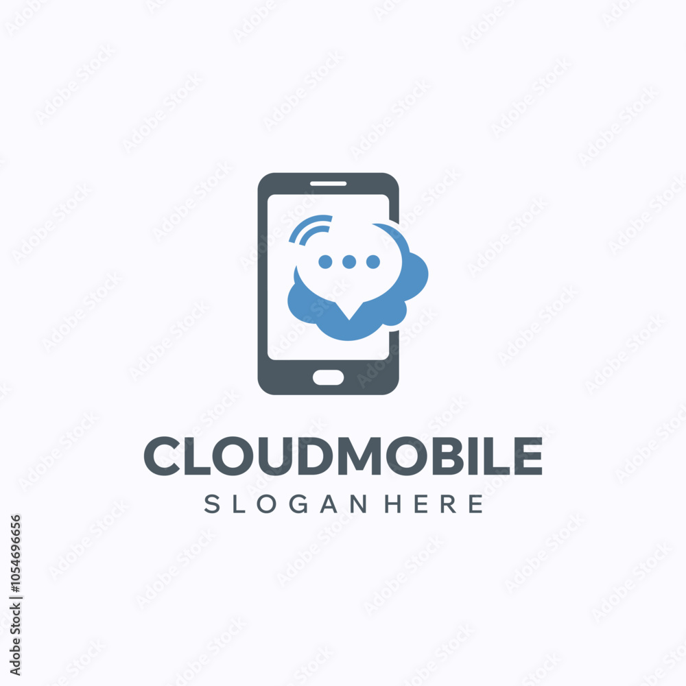 Cloud phone logo design template. Mobile app concept. Creative vector symbol. Cloud phone logo design template. Mobile app concept. Creative vector symbol.