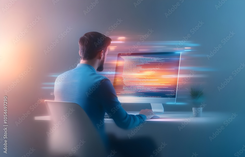 A person wearing headphones enjoys music while working on a tablet, representing the connection between technology and digital communication A person wearing headphones enjoys music while working on a tablet, representing the connection between technology and digital communication