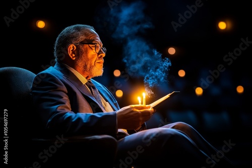 Gothic-style courtroom scene with a witness testifying under candlelight, capturing the moody, intense feel of an old-world justice system, symbolizing depth and gravitas photo