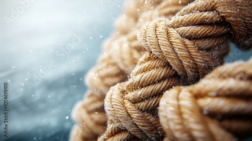 Close-up of intertwined rope with a blurred background.