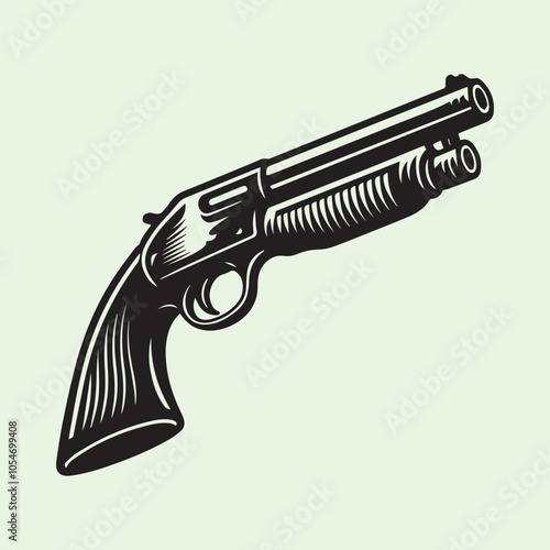 shotgun logo, shotgun silhouette vector icon black and white