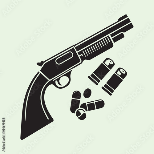 shotgun logo, shotgun silhouette vector icon black and white