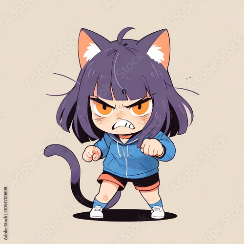 Angry Cat Girl Illustration photo