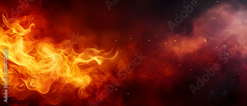 Dynamic fire waves with a dark cosmic background, creating a mesmerizing visual of energy and heat.