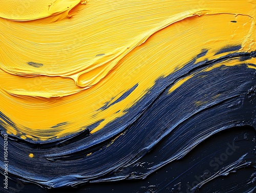 Abstract yellow and blue oil paint background texture. photo