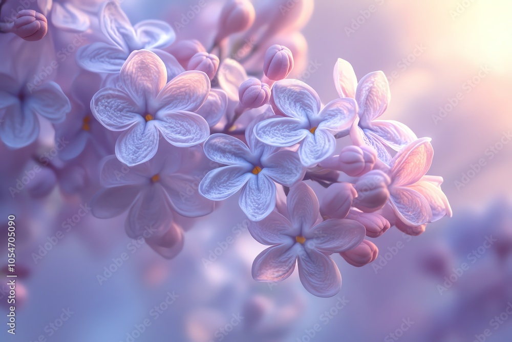 Delicate lilac blossoms with soft pastel hues and a blurred background. Delicate lilac blossoms with soft pastel hues and a blurred background.