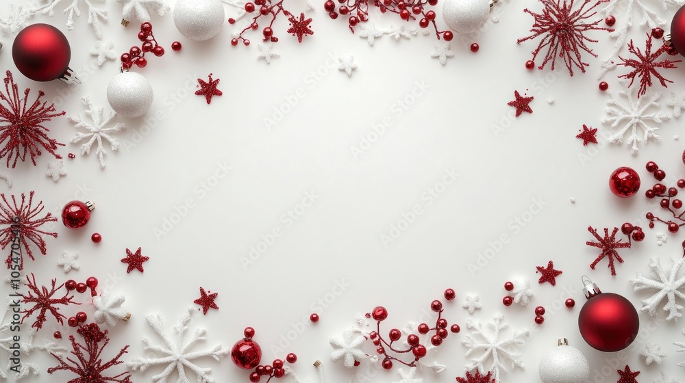 Fototapeta premium Christmas Decorations: A Red and White Festive Frame