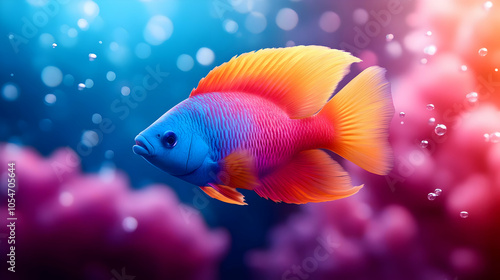 Vibrant tropical fish swimming gracefully in a colorful underwater environment.