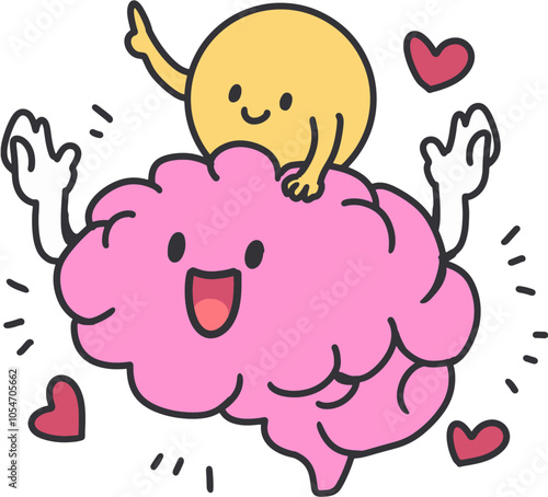 Radiant Mind Happy Brain Journey Illustration. Ideal for promoting mental health awareness, mindfulness training, or wellness initiatives.