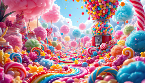 Colorful Candy Land Landscape Path Sweets
