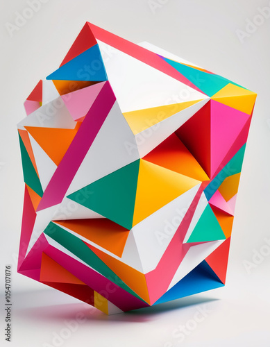 3d render of colorful cube abstract geometric background with triangles  abstract background with triangles glass ball on a table diamond in a glass flower background photo