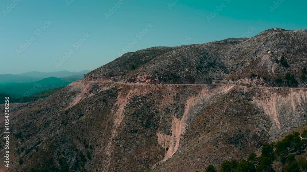 Flying Along Rural Highway On Mountain Flying Along Rural Highway On Mountain