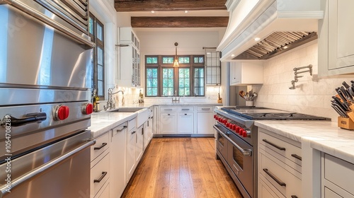 Modern Kitchen with Stylish Features and Warm Lighting