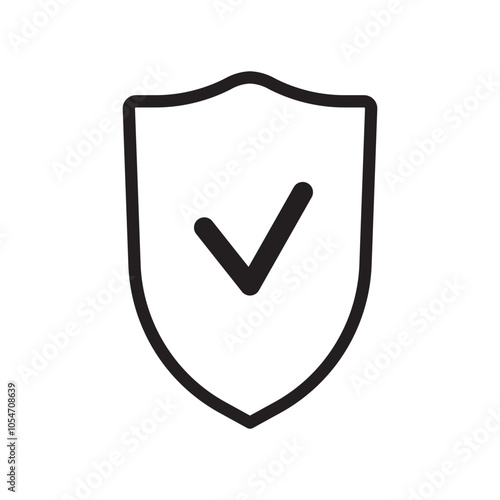 Verified shield icon. Security checkmark vector. Approval protection symbol. Safe confirmation emblem.