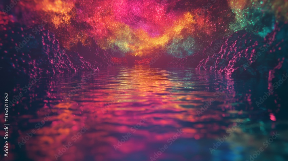 Fototapeta premium Tranquil Ocean Reflection with Shimmering Colors